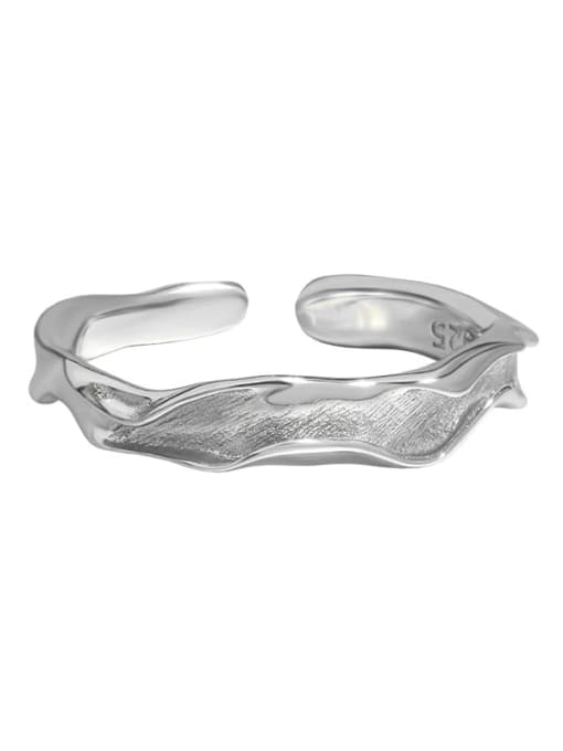 Platinum [No. 14 adjustable] 925 Sterling Silver Irregular Vintage Band Ring